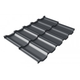 ГРАНД ЛАЙН Металлочерепица модульная квинта Uno Grand Line c 3D резом 0,5 Satin RAL 7024 мокрый асфальт